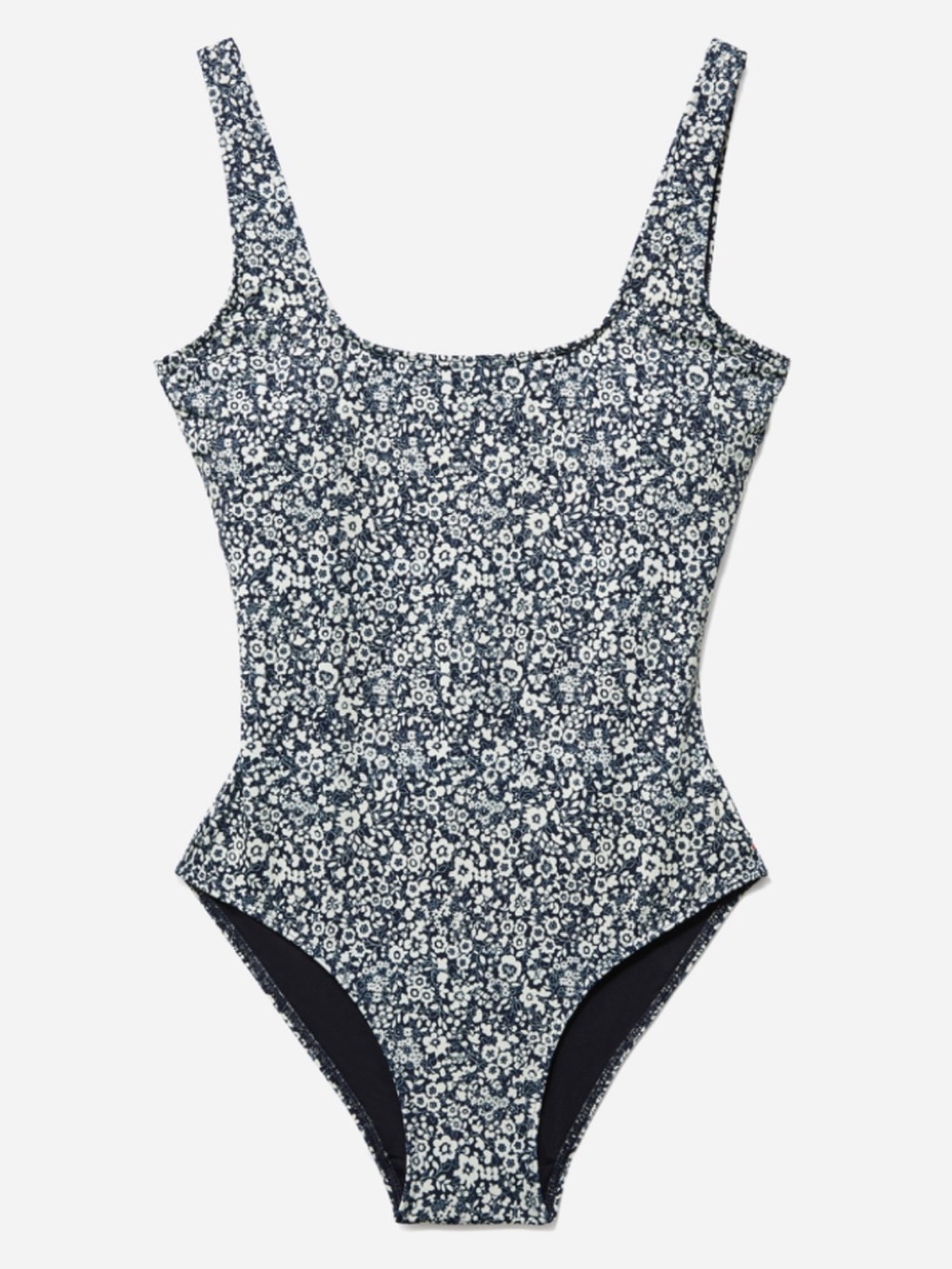 Everlane Navy and Cream Floral One-Piece. Size XS